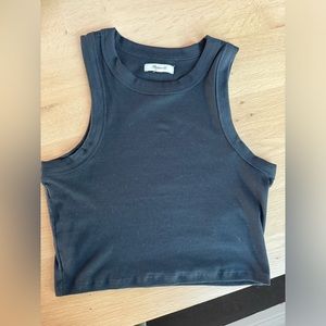 MADEWELL BLACK CROPPED MUSCLE TEE